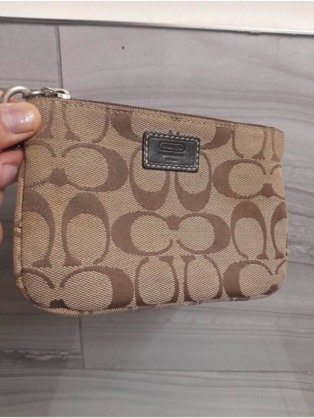 Coach Signature Canvas Zip Wristlet Y2K Pouch
